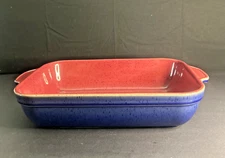 Denby Harlequin Baker Lasagna Rectangular Red Blue 13" England EXCELLENT