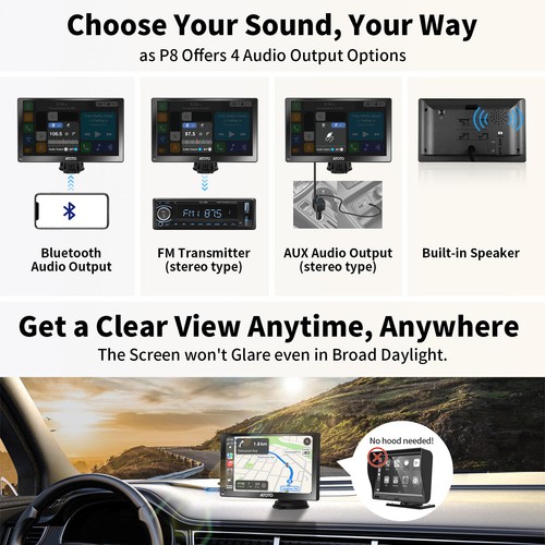 ATOTO P8 7IN Portable Car Stereo Drirve Chat w/ Front Dash Cam &Remote Control - Picture 6 of 7