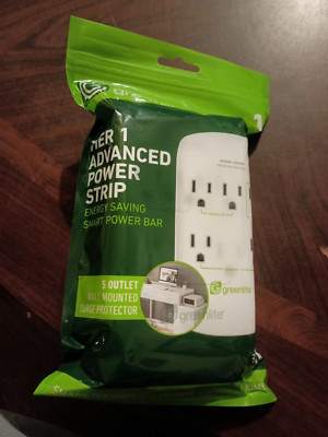 Lot of 4 Greenlite 5 Outlet Power Strip Tier 1 Wall Mount Smart Surge Protectors