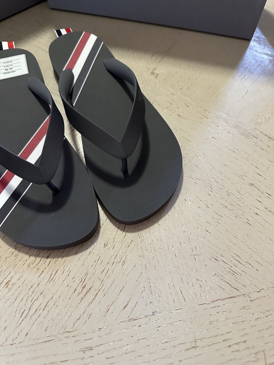 Thom Browne Striped Rubber Flip Flops Sandal Gray Size 10 US