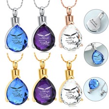 Teardrop Human Pet Urn Keepsake Pendant Cremation Jewelry for Ashes Necklace