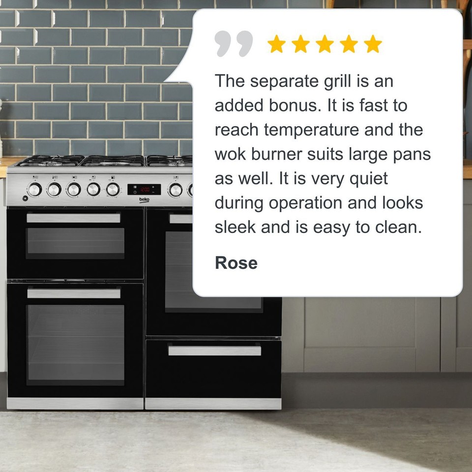 Beko KDVF100X 100cm Dual Fuel Range Cooker 7 Burners Stainless Steel A