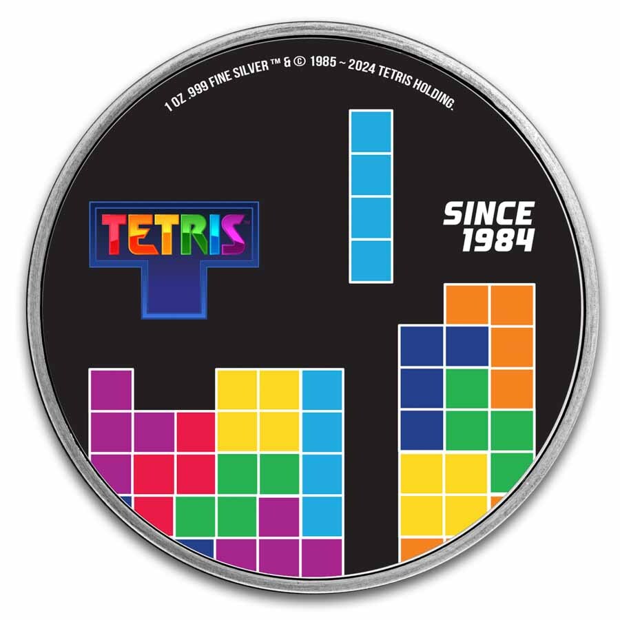 テトリス銀貨　1オンス　TEP Tetris™ 1 oz Silver 40th Anniversary Colorized Round in TEP