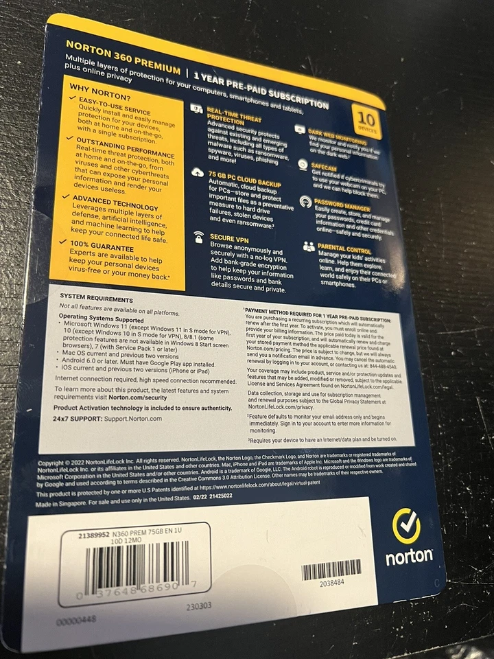Fit For Norton 360 Premium 2022 for up to 10 Devices, 1 Year with Auto Renewal. - Image 2 of 4