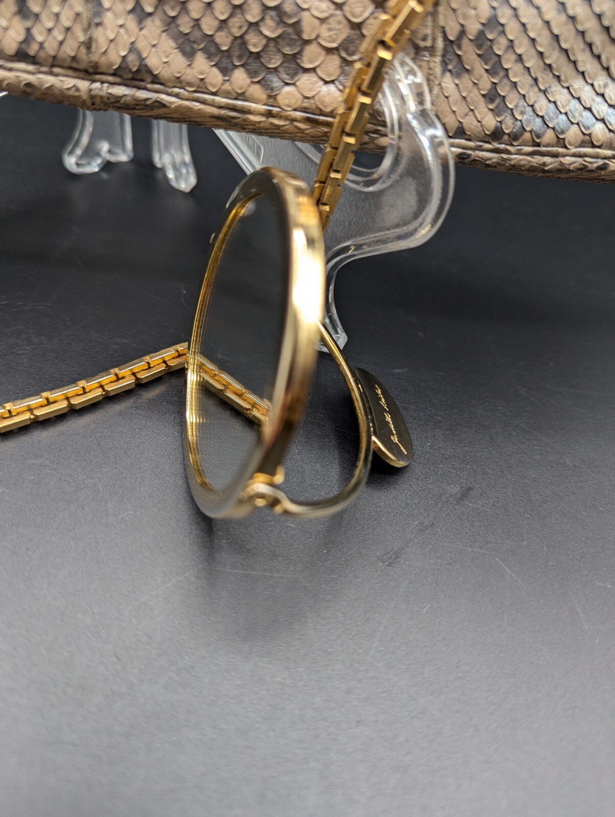 Judith Leiber Couture Python Clutch/Crossbody Cha… - image 2