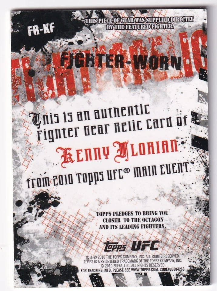 2010 Topps UFC Main Event Fighter Relics #FRKF Kenny Florian - Image 2 of 2