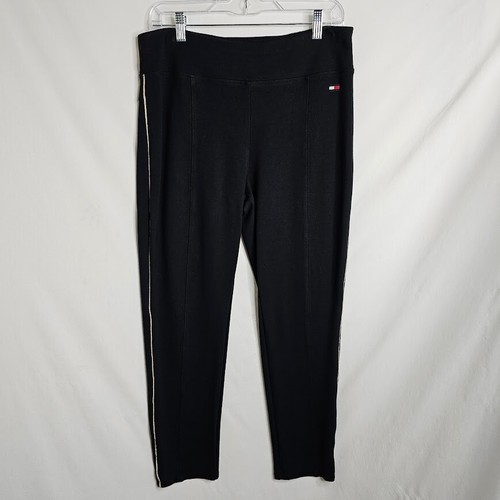 TOMMY HILFIGER SPORT Casual Leggings Pants BLACK size XL Athleisure Gym Academia - Picture 2 of 9