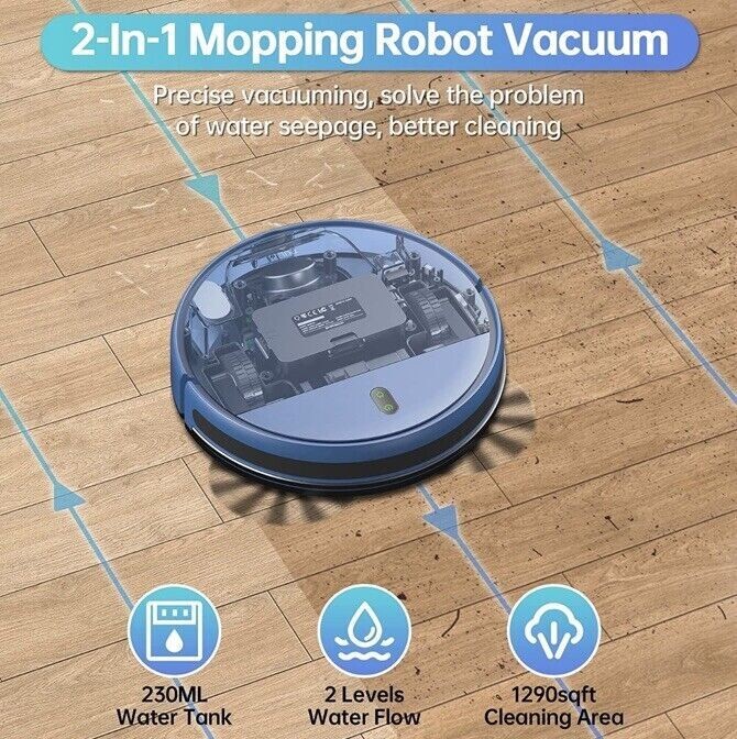 Onson BR151 Robot Vacuum Cleaner, 2 in 1 Mop Combo Pet Hair, Hard Floor