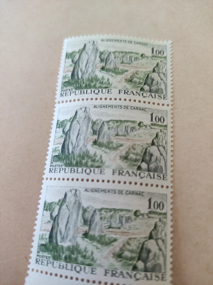 Bloc 3 TIMBRES FRANCE 1965 YT1440 Alignement De Carnac En Morbihan - Photo 2/3