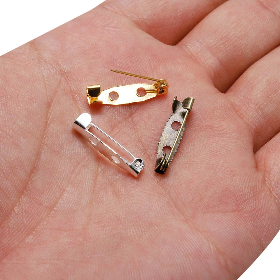 Lock Pin Back Brooch Badge Bar Pin for DIY Handicraft Name Label Jewelry Making - Image 4 of 4