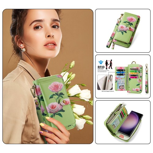 Large Capacity Wallet Handbag Removable Phone Cover For Samsung S22 S23 S24 Case - Picture 44 of 84