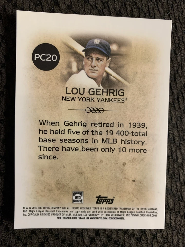 2010 Topps Legends Chrome Cereal Wal-Mart Platinum Lou Gehrig #PC20 HOF Centered - Image 4 of 4