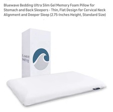Ultra Slim Gel Memory Foam Pillow for Stomach and Back Sleepers - Thin Flat Des