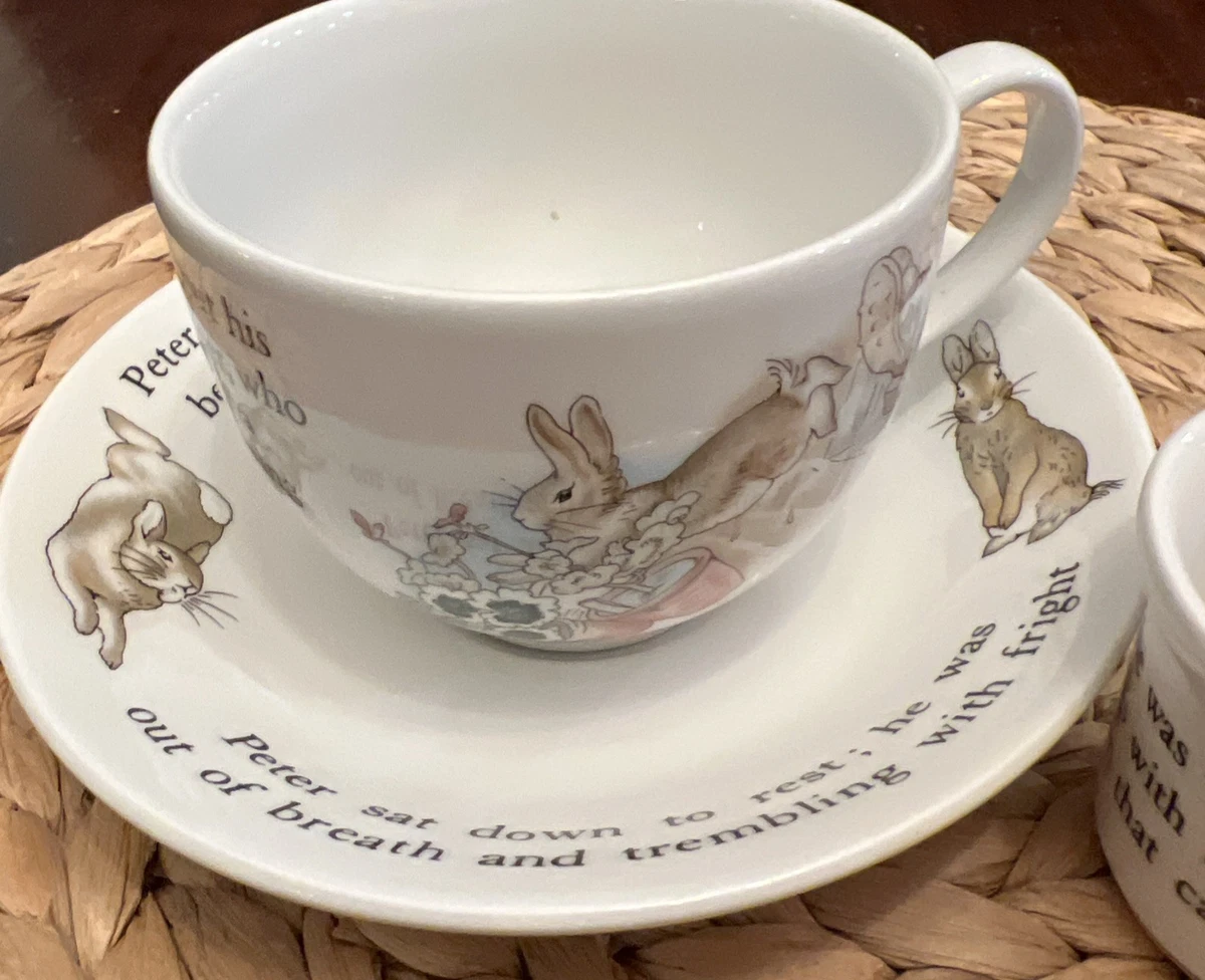 Wedgwood Peter Rabbit Cup Saucer & Egg Cup Set Beatrix Potter England Barlaston