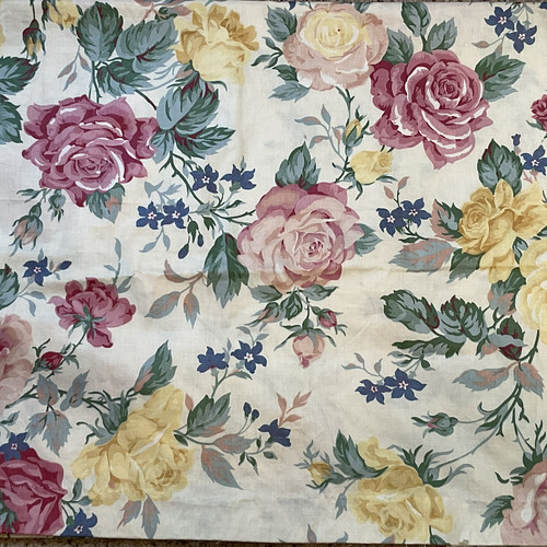 Chintz Cabbage Rose Fabric 2 1/8” X 55” Clarissa Concord Fabrics Pink Yellow - Picture 1 of 8