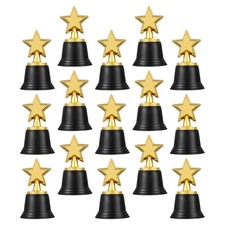 15pcs Kids' Achievements Mini Gold Star Trophy For Student Awards Plastic