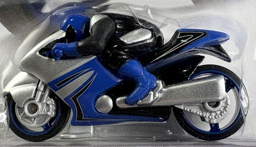 2008 Hot Wheels Motor Cycles Silver And Blue Blade Raider Bike With Rider - Picture 2 of 8