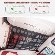 Car Ceiling Cargo Net Pocket Double-Layer Mesh Car Roof Storage Organizer Truck