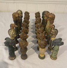 CBK 2000 Safari Animal Chess Set Complete 32pc Resin No Board As-Is Vintage