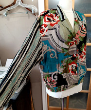 Vintage Jacket Bold Floral Carole Little Sz 16 Multicolor Rayon 90s Art Elastic