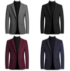 Mens Woolen Blend Blazer Casual Sport Coat Vintage Business Jacket Lapel Coat