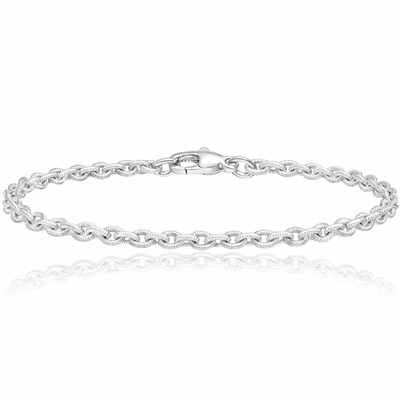 18K massives Weißgold 2,8 mm klassisches Kabel Kette Gliederarmband 7,25 Zoll gebürstet,