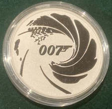 1 oz Silver $1 Tuvalu 9999 Fine Silver Coin 2022 James Bond 007 Colorized