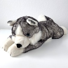 Vintage Aurora Super Flopsies Mush 28" Husky Dog Gray Plush Blue Eyes 2008 Jumbo