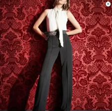 NWT White House Black Market WHBM Mock Neck Tie Back Jumpsuit Size 4