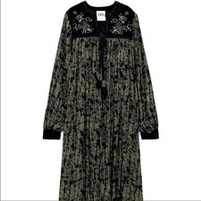 Zara Black  Gold Embroidered Cape Kimono Size S