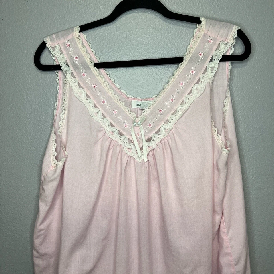 Camisón rosa Maidenform vintage para mujer L bordado encaje twee años 90 Foto 2 de 4