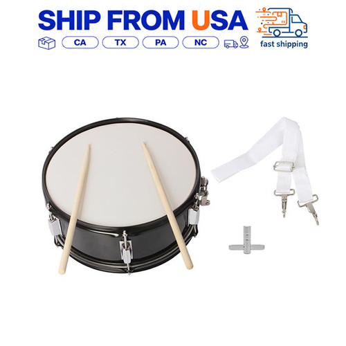 Snare Drum Kit 14"x5.5" With Strap Black Metal Shell Percussion Marching Band