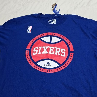Philadelphia 76ers NWT Shirt Mens Large Blue Adidas Short Sleeve NBA Basketball