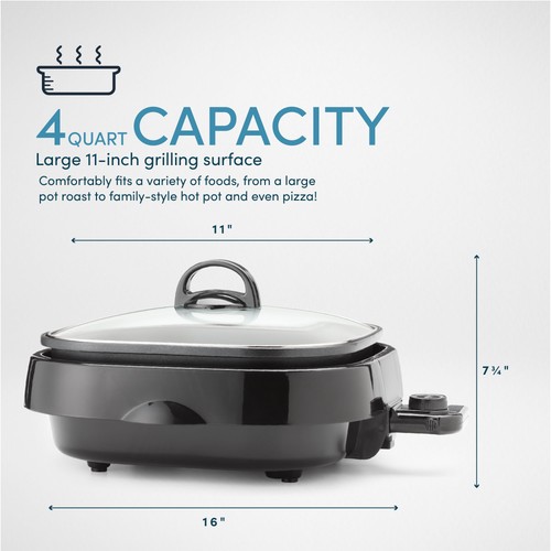 Aroma 4-Qt. 3-in-1 Grillet, Black - Picture 5 of 12