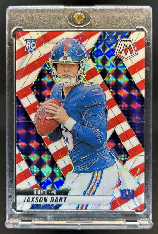 2025 Panini Mosaic Jaxson Dart Rookies RC Red and White Stripe Prizm #362 Giants