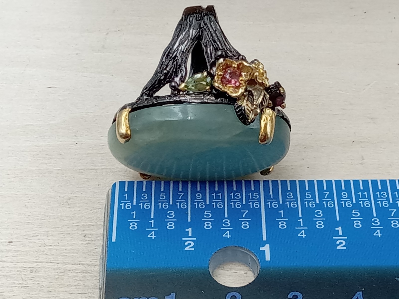 STATEMENT Blackened Sterling Silver Ring Gold Was… - image 9