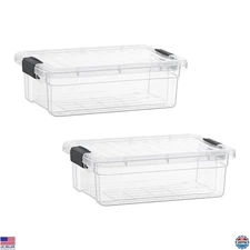 Clear Stackable Storage Bins with Lids, 2 Pack, Extra Small, 2 Quart