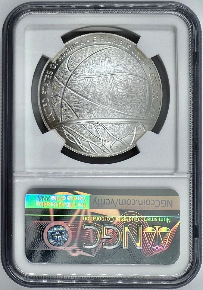 2020 P $1 NBA Basketball Hall of Fame Silver Coin NGC MS 70 First Day of Issue - Image 2 of 2