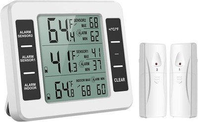ORIA Kühlschrank Thermometer Dual Sensoren Innen Außen Temperaturalarm MIN MAX