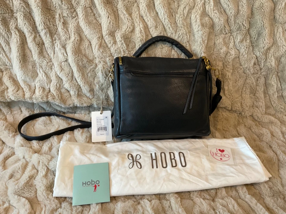 HOBO Fern Top Handle Satchel Black Leather Crossbody Bag Convertible Handbag - Image 3 of 4