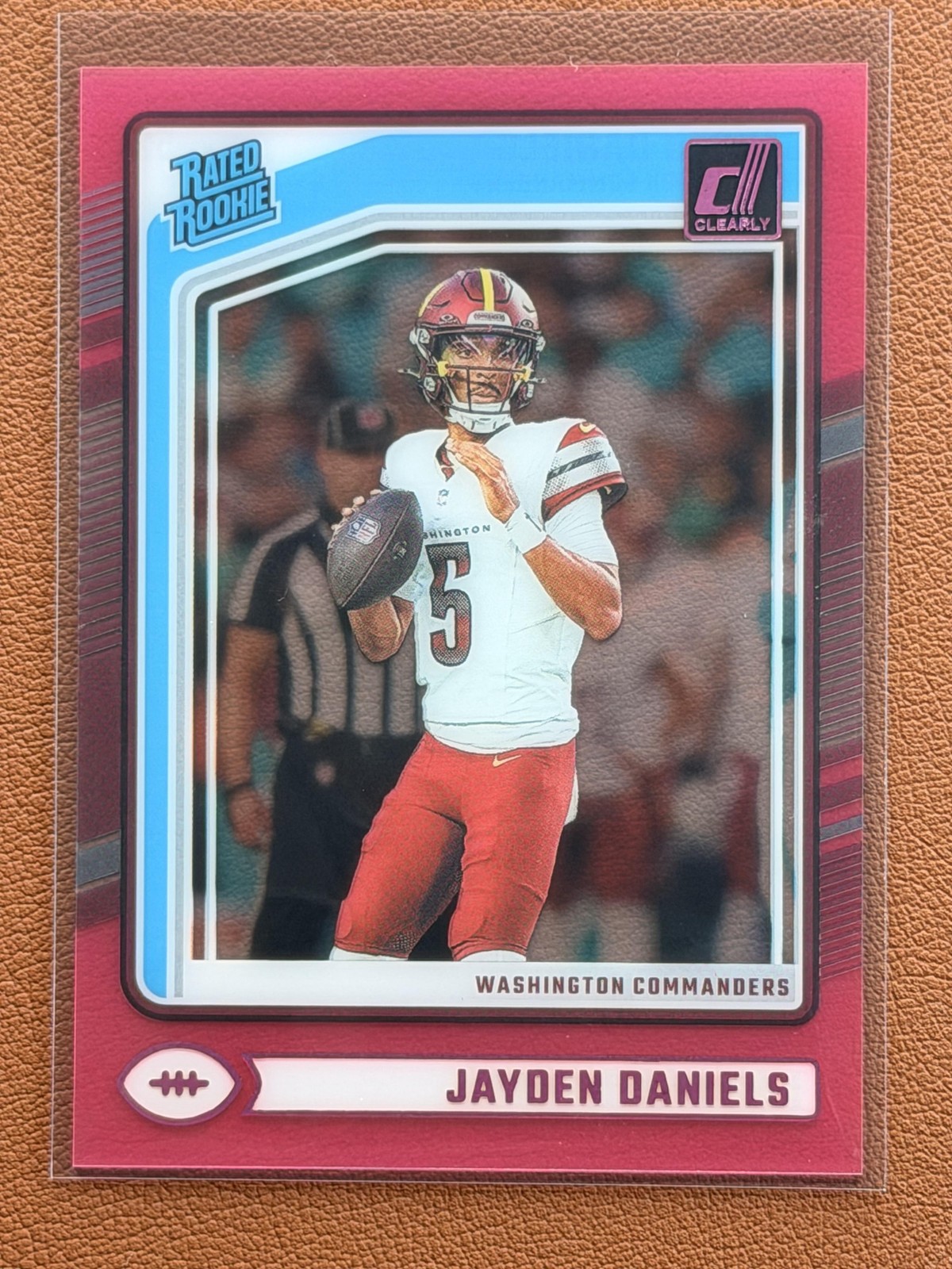 2024 Clearly Donruss Jayden Daniels #52 Pink RC Washington Commanders