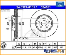 2 pieces brake disc PowerDisc ATE 24.0324-0161.1 for Ford