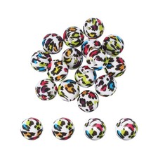 15 Pcs Silicone Round Beads, 15mm Leopard Beads, Colored Leopard