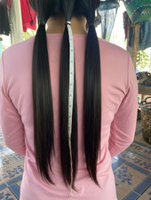 Cola de caballo 1524 cabello humano negro natural crudo sin procesar donante único 18 pulgadas 75 g