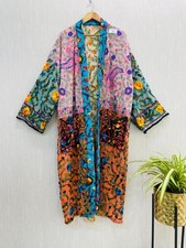 Bohemian Patch Kimono Jacket Hand Embroidery Floral Multicolor Kimono Boho Robe