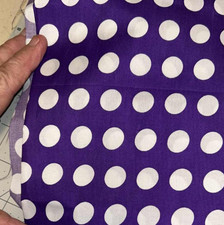 COTTON/POLY BLEND PURPLE POLKA DOT FABRIC 1 YD 44" WIDE 154