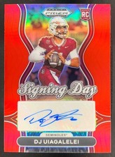 DJ Uiagalelei 2025 Panini Prizm Draft Picks Signing Day Red Auto Seminoles /399