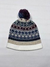 VTG 70s Fair Isle Knit Pom Beanie Hat WPL 7503 Made in USA Nordic Ski Winter Cap