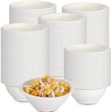 500 Pack 9oz Disposable Bowls Food Soup Natural Bagasse Fiber Bowls for Sauce...