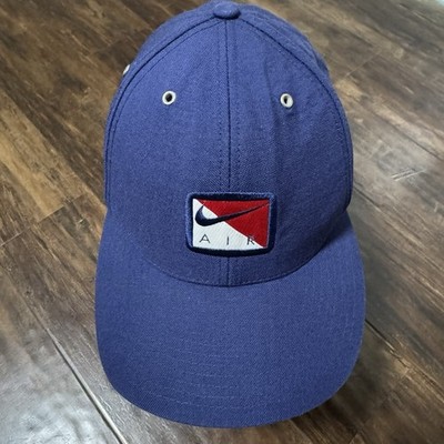 Nike Air Adjustable Strapback Hat Cap Blue VTG Y2K Blue Swoosh Red Max Tailwind